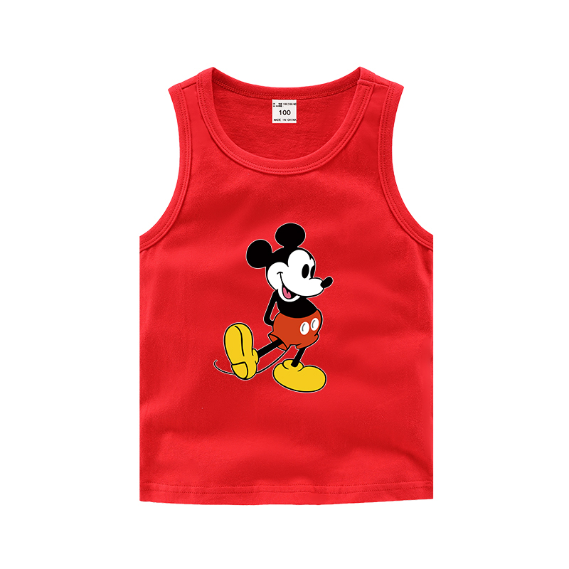 Mickey bé trai vest trẻ em bông cô gái mùa hè trẻ em mỏng mùa hè váy cậu bé không tay quần áo nhỏ.