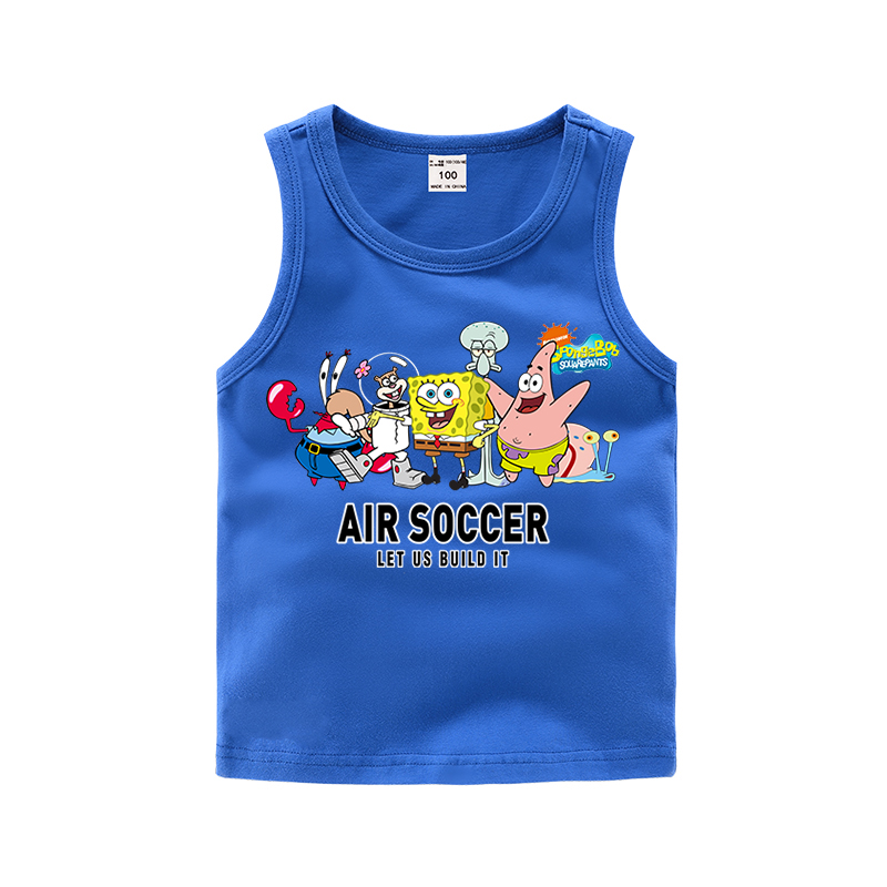 Childrens vest 3 mùa hè mỏng 4 chàng trai và cô gái 5 bé vest bông 6 năm tay SpongeBob Cartoon childrens mặc.