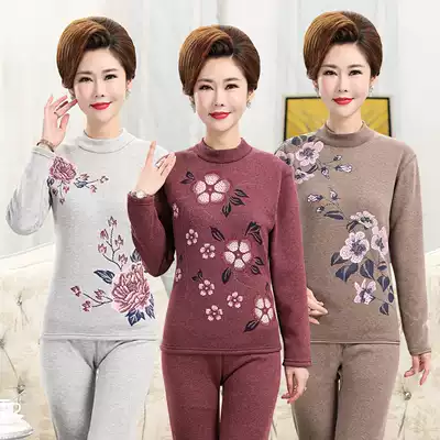 Hot clothes lady suit plus velvet thickened middle-aged and elderly autumn clothes sanitary pants mother cotton soft cold grandma loose