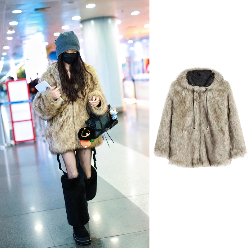 Small Quantity in Stock Openyy Fashionable and Stylish Warm Double-Sided Eco-Friendly Faux Fur Hooded Jacket