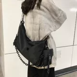 Вместительная и большая черная сумка через плечо для отдыха на одно плечо, подходит для студента