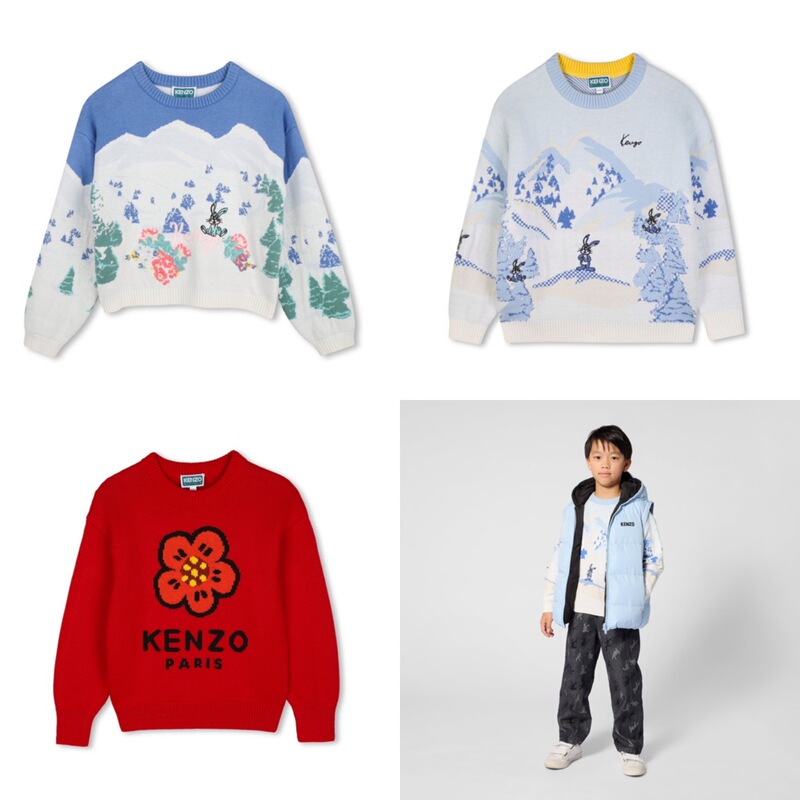 In Stock Kenzo 26 Fall/Winter Children's Red Begonia Flower Bugs Bunny Sweater Knitwear for Boys and Girls In Stock Kenzo 26 Fall/Winter Children's Red Begonia Flower Bugs Bunny Sweater Knitwear for Boys and Girls