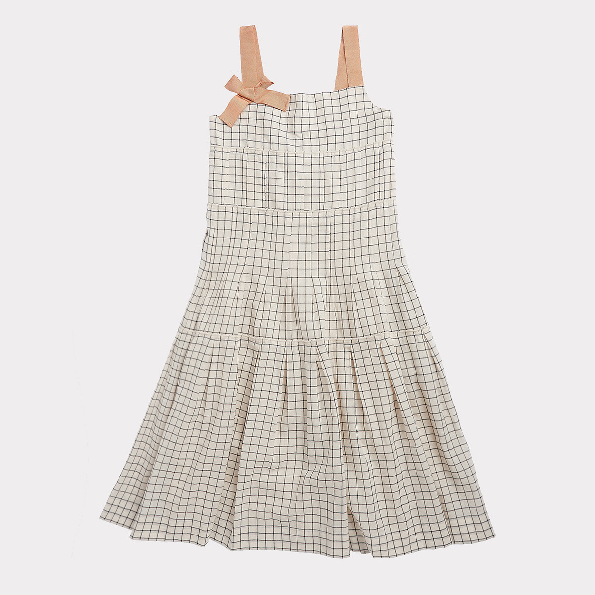 Spot caramel 20 spring and summer new children's girls plaid suspender dress 77