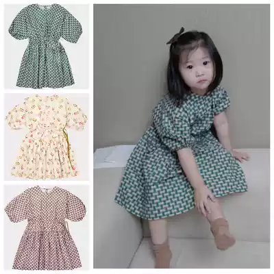 Spot spot caramel19 spring and summer children's bubble sleeves retro dress