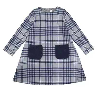 Spot il gufo 19 autumn and winter new children Girls blue plaid one dress