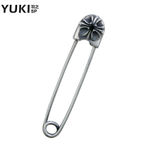 YUKI personality male girl temperament hipster 925 silver jewelry retro pin brooch single silver earrings