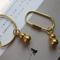 Nordic style gold brass keychain Creative key ring semicircular key ring Metal small gourd pendant
