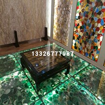 Imported natural green agate stone crystal particle board living room furniture background luxury decorative jade light board