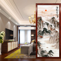 Art glass porch living room partition background wall decorative screen frosted tempered craft landscape painting Hai Baichuan