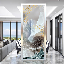 Art glass custom screen partition living room double-sided frosted carving transparent painted tempered high-end American style