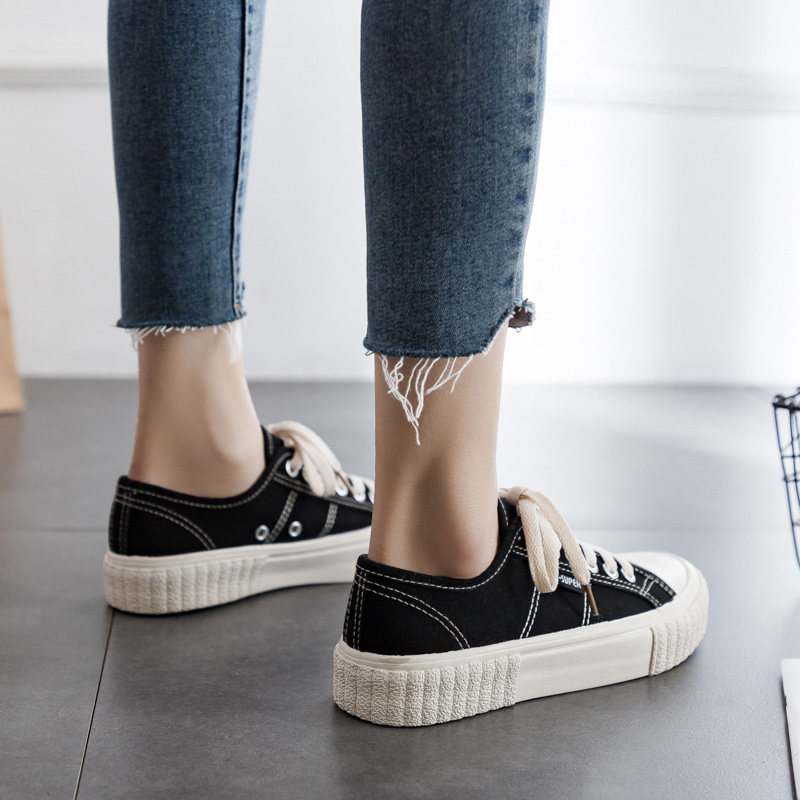 Summer black niche biscuit canvas shoes women's shoes 2022 new 2021 spring and autumn all-match casual cloth shoes