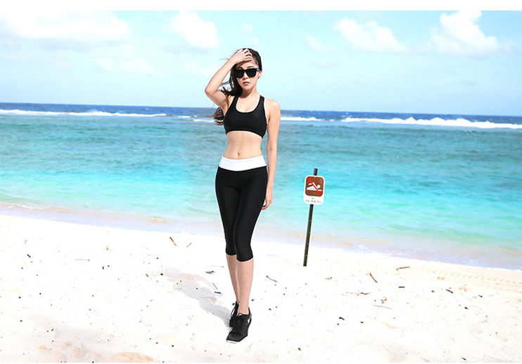 Swimsuit female conservative two-piece small fresh Korean fan seven-point pants multi-color high-waisted boxers vest hot spring students