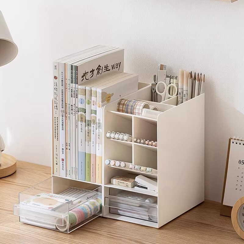 Bookend with Drawer, Desktop Bookshelf, Bookend Rack, Student Stationery Storage Organizer, Book Storage Rack, Pen Holder, Pen Stand Bookend with Drawer, Desktop Bookshelf, Bookend Rack, Student Stationery Storage Organizer, Book Storage Rack, Pen Holder, Pen Stand