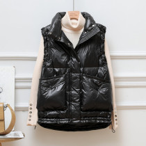 Anti-season down vest women short 2021 fashion stand collar white duck down loose casual vest waistcoat