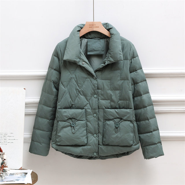 Lightweight down jacket women's winter short 2024 loose casual fashion stand-up collar white duck down warm jacket trendy for small people