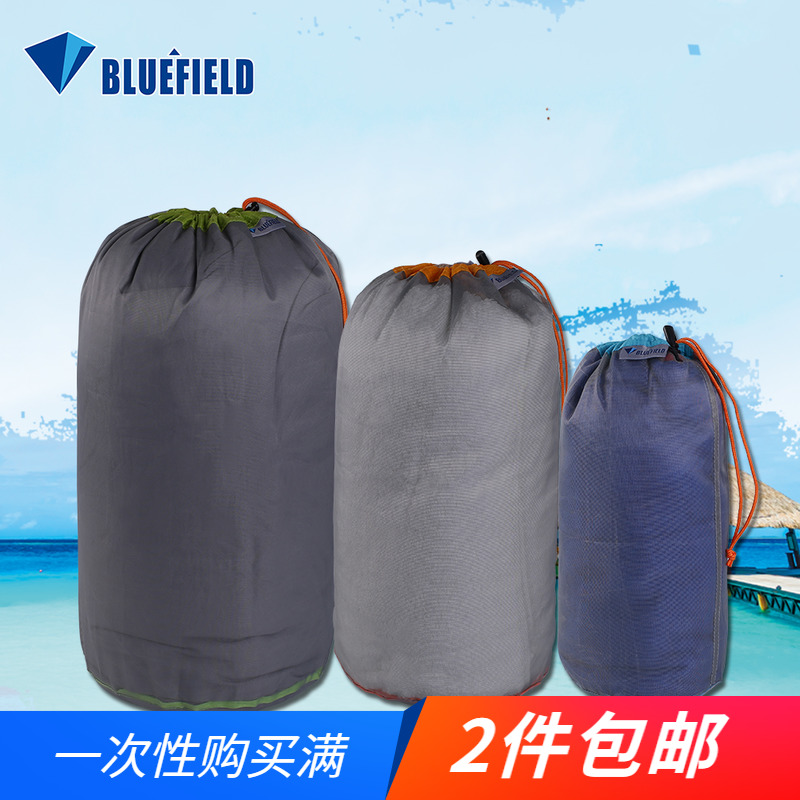 Blue field Portable mesh storage bag Breathable debris bag Outdoor equipment accessories packing bag