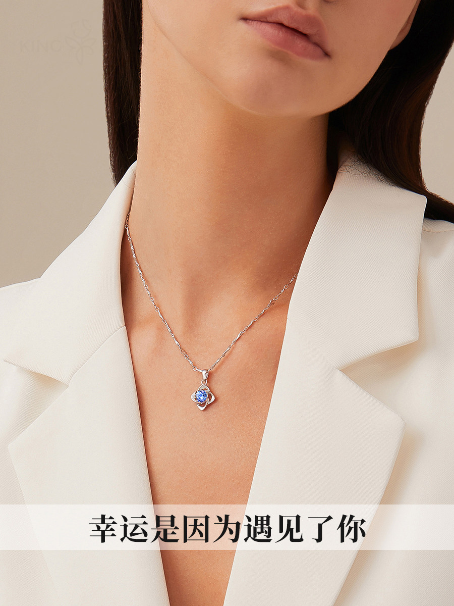 Silver Four-Leaf Clover Necklace for Women, Light Luxury, Niche, High-End, Imitation Moissanite Pendant, 2025 New Model, Valentine's Day Gift