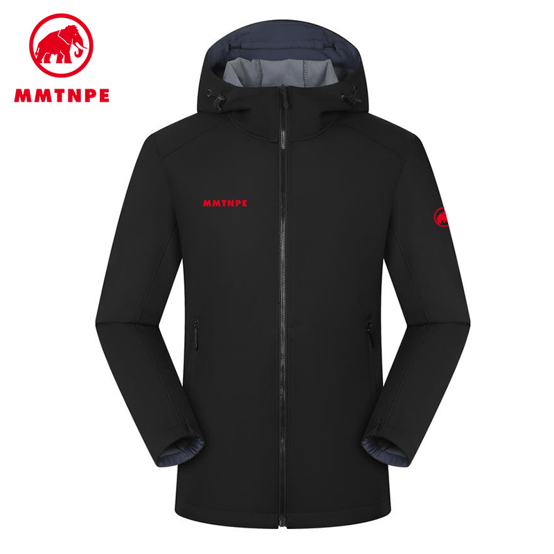 Mammoth Arctic Elephant Outdoor Jacket Men's Windproof and Waterproof Autumn and Winter Fleece-Lined Warm Soft Shell Jacket Hooded Jacket