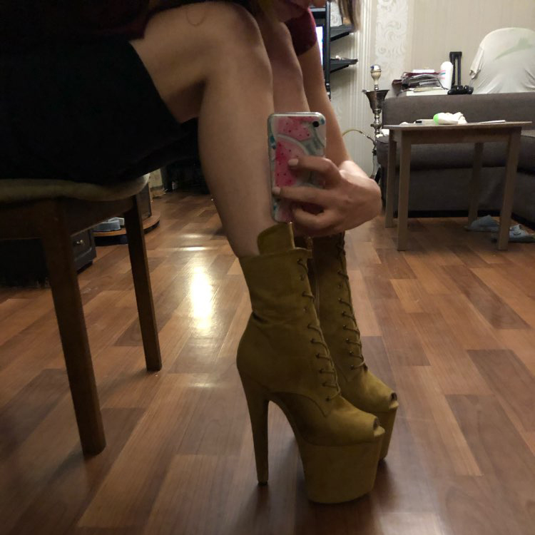 Leecabe New European And European High Heel Boots Steel Tubes Dance Shoes Suede Fish Mouth Short Boots 100 Hitch Nightclub Walk Show Shoes 3BT