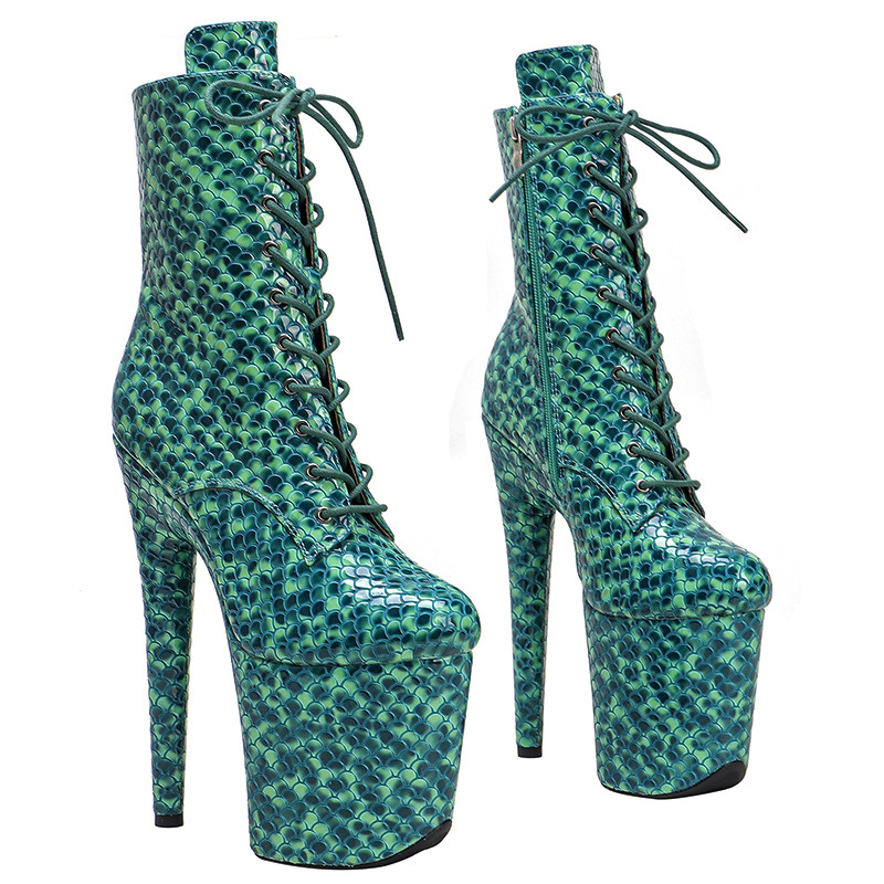 Leecabe European and American new steel tube dance waterproof bench female high heel shoe genuine leather model short boot dance boots 3O