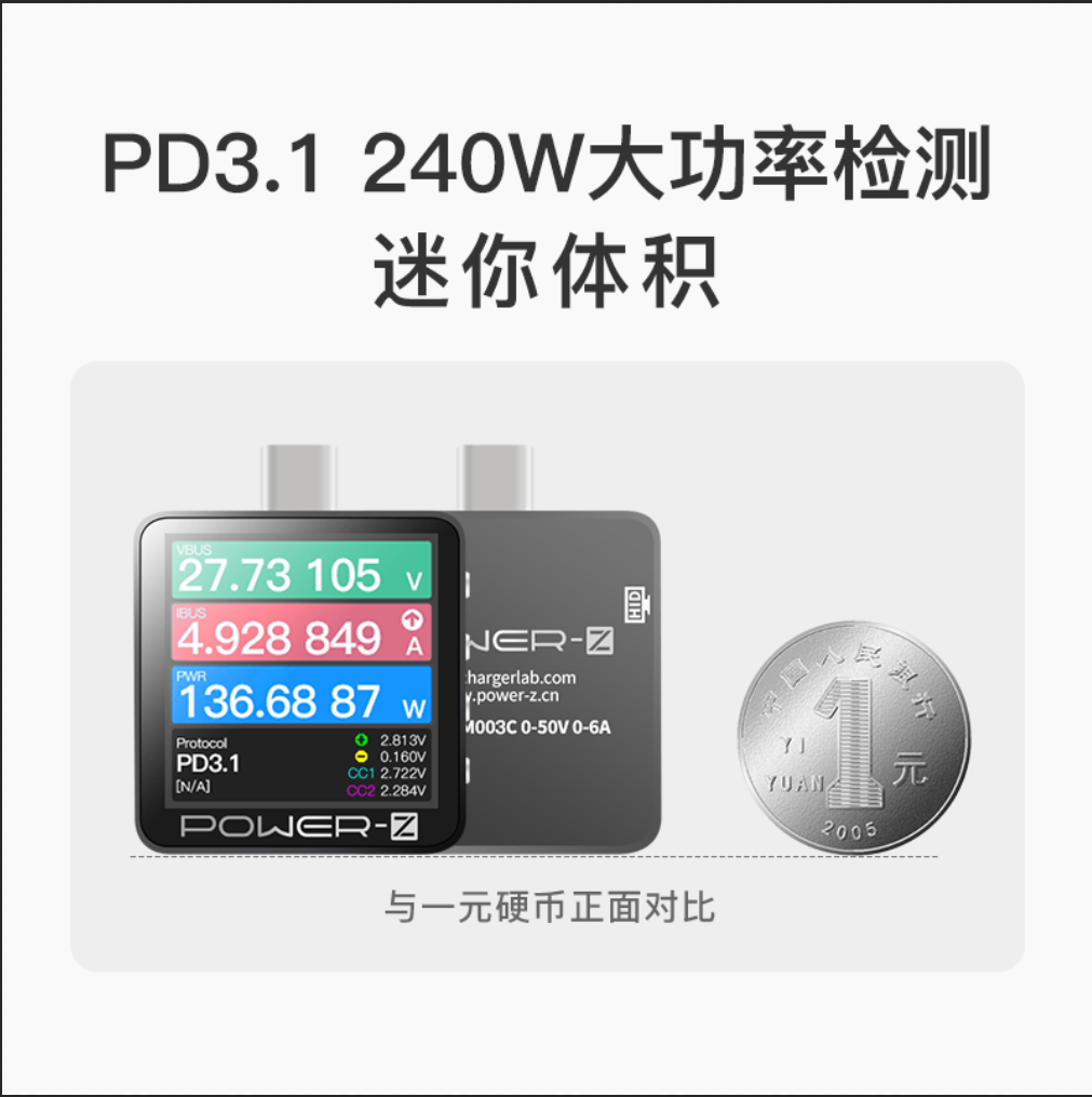 ChargerLAB POWER-Z 240W PD3.2 Fusion Fast Charging Protocol Tester KM003C Power Meter