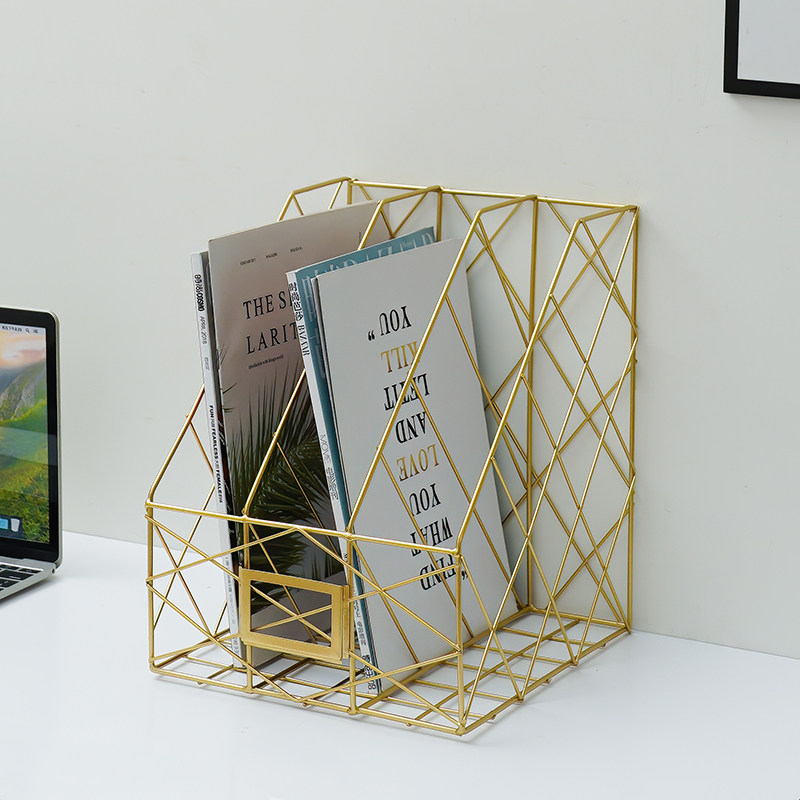 ins minimalist iron art desk bookshelf office folder shelf desktop objects student information book containing box