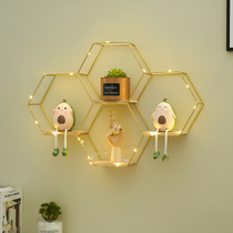 Punch-free ins decorative wall shelf living room dining room milk tea clothing store background wall creative combination wall decoration