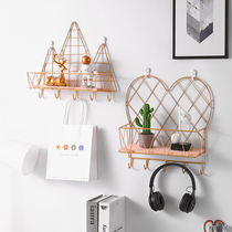 Nordic wrought iron porch key storage decoration rack Wall non-perforated wall ornaments storage rack