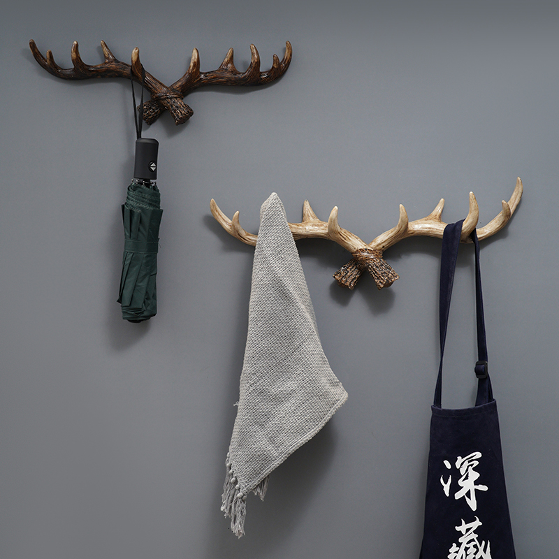 American Retro Antler Decorative Hook Wall-Mounted Coat Hook Creative Clothing Store Entrance Wall Decoration Key Hook
