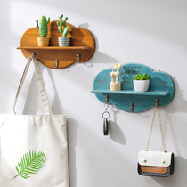 Cloud solid wood shelf shelf One-word partition on the wall Log coat rack Wall hanging Nordic row hook hanger