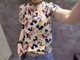 2024 new summer women's cotton short-sleeved t-shirt Korean style fashionable color matching contrasting color large size half-sleeved floral top looks slim and trendy