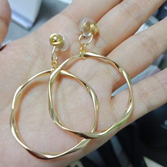 Pain Free Mosquito Coil Pan Ear Clip Invisible Brief large circle Korean style Atmosphere 100 hitch golden No earring earrings