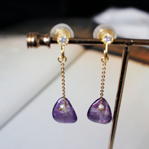 New painless silicone mosquito coil ear clip invisible earless natural stone amethyst petal long earring earring