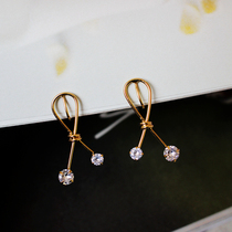 Autumn and winter earhole painless silicone mosquito coil ear clip simple zircon bow geometric Korean earring earrings