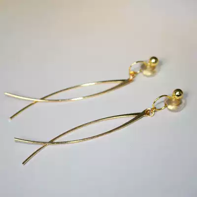 Handmade geometric cold wind no ear hole painless silicone mosquito coil ear clip long French simple earring earrings