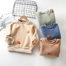 Foreign air baby gush clothing boy thickened autumn and winter Korean version of lamb suede cover with warm undershirt childrens blouses