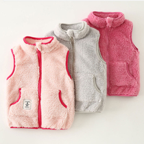 Small and small childrens clothing with cotton velvet vest winter new imitation lamb suede warm children blouses with zipper thickened Feng A