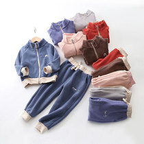 Spring New Tide Children Suit Mens Super Soft Olly Velvet Vertical Collar Casual Baby Sportswear 100 Hitch Fashion Foreign Air