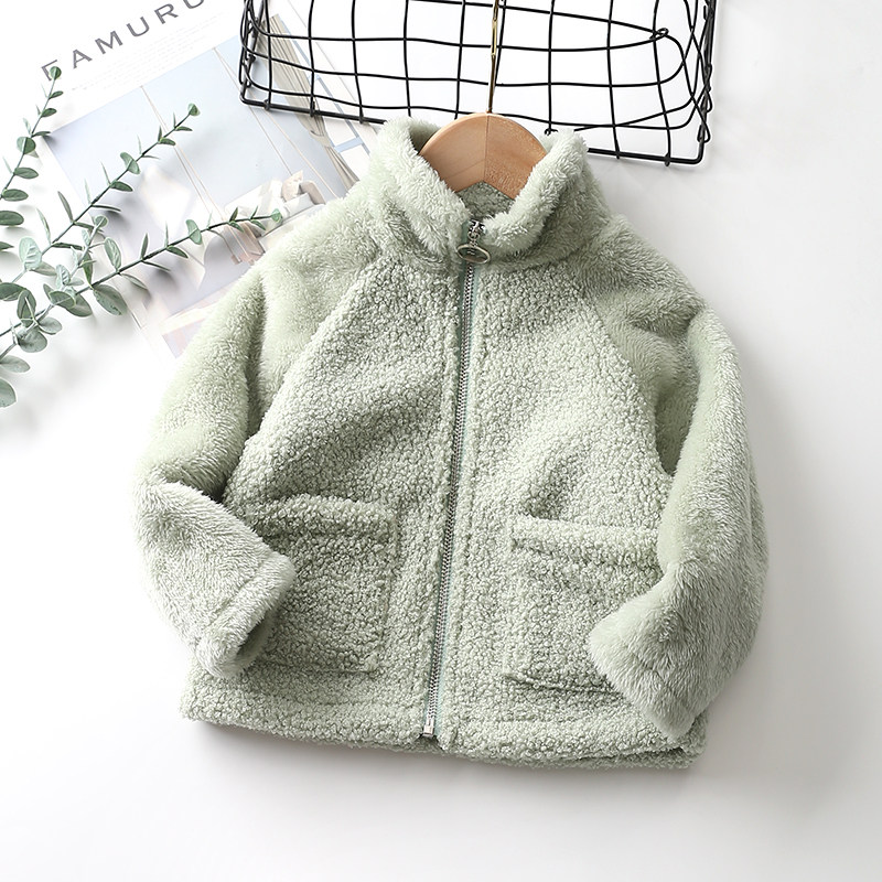 7 colors children's coat girl thickened lamb lamb spring zip warm baby hair tops male pie