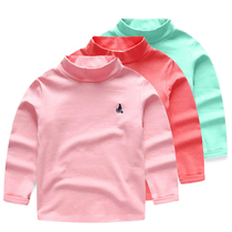 High play pure cotton Children semi-high collar undercoat pure color 100 lap close-fitting wearing a male and female baby T-shirt warm and breathable