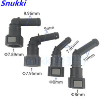 7 89 7 95 8mm 45 degree rubber pipe fuel line quick connector plastic parts quick plug 90 degree bending female head