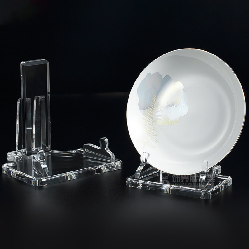 Plate display rack Dish Dinner Plate Porcelain Tray Saucer with display Tea cake Acrylic Tray Museum Bouncy Tray holder-Taobao