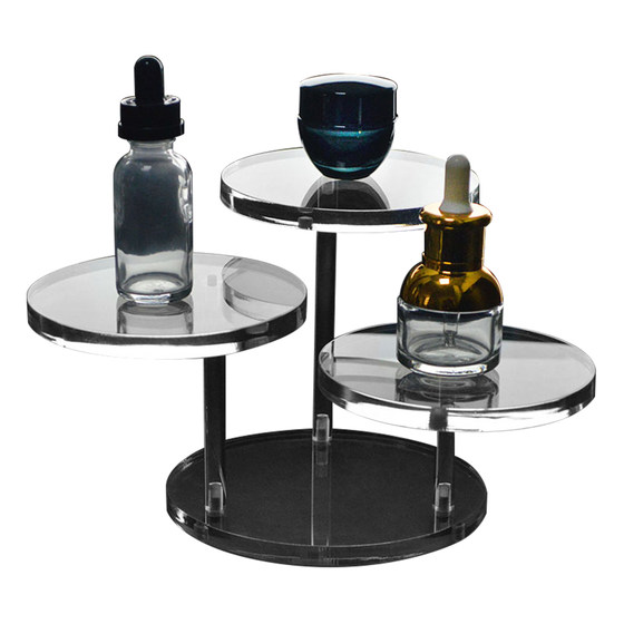 Cosmetics and skin care products set display table jewelry desktop display acrylic three-layer round table video shooting