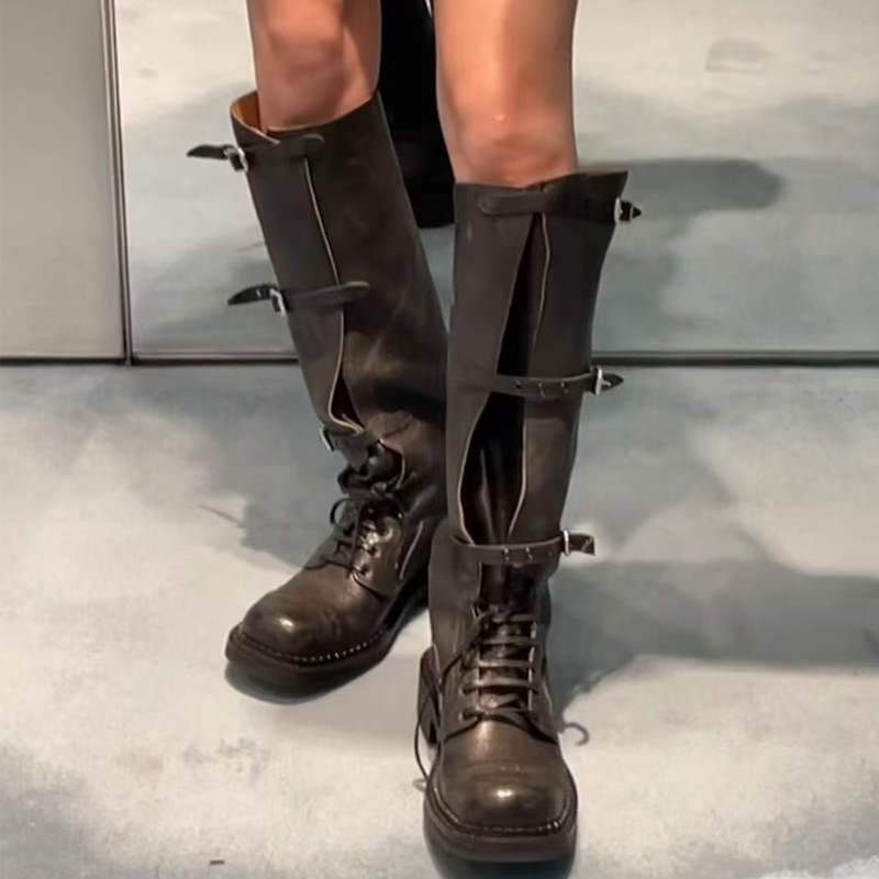 War-Damaged Boots Are Super Popular, Stunning Long Boots, Genuine Leather Cowboy Boots, Long Knight Boots, Long Martin Boots, Miu-Style Boots for Women