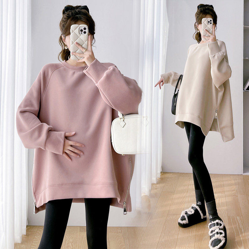 Pregnant Woman Suit Fashion Blouse Women 2023 Spring Autumn New Loose gushed thickened pure cotton sweatshirt with long winter season-Taobao