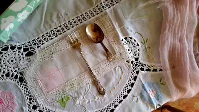 2017 January New] Export to France original handmade Qingzhou Prefecture lace with silk placemats with silk placemats two sizes