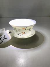 чашка 七八十年代库存老厂货釉下彩手绘陶瓷老瓷器功夫茶杯茶具盖碗茶备
