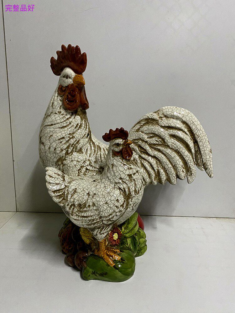 Old porcelain Chaozhou old Fengxi in the 70s and 80s inventory old factory goods ceramic animal big rooster feng shui ornaments