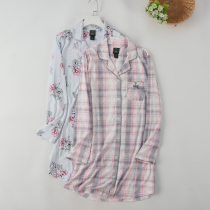 Foreign trade ladies knitted cotton cardigan long sleeve thin home nightgown robe bathrobe spring summer pajamas