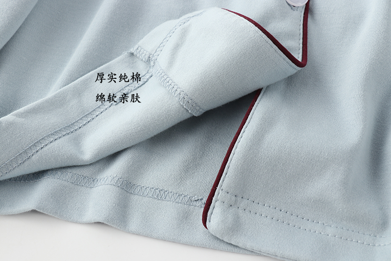 Cặp vợ chồng Nhật Bản mẫu đan cotton dày nam cotton dài tay đồ ngủ dài phục vụ nhà phù hợp với mùa thu đông kiểu đồ bộ may vải thun bông
